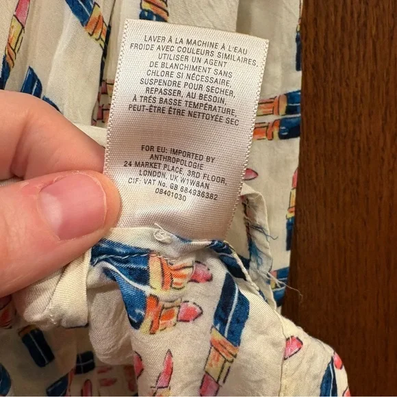 Anthropologie Maeve Tesni Lipstick Print Swing Tank Size 4 EUC $118 100% rayon - Picture 10 of 16